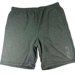Fila Mens Athletic Shorts Size Large Gray Logo Drawstring Waist Pockets Gym